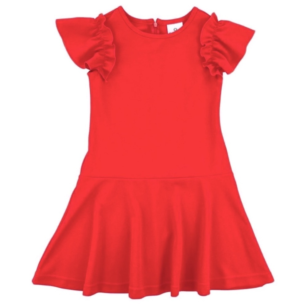 Florence Eiseman Girls 12 Crepe Scuba Red Dress with Ruffle Sleeves
